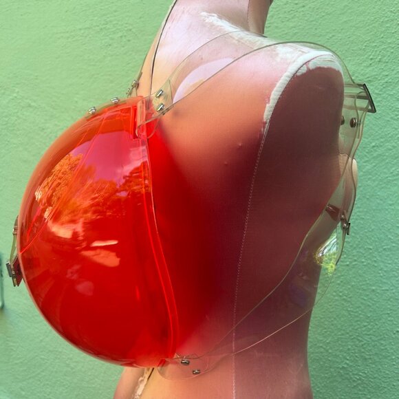 Ilanio Red Light Orbis Backpack Futuristic Future Acrylic Plastic Bubble Unisex